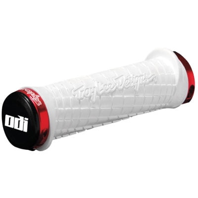 Odi White with Red Lock Jaws Troy Lee Design Grips